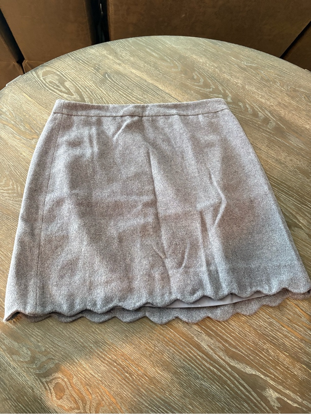 LOFT Scalloped Hem Mini Skirt in Light Taupe